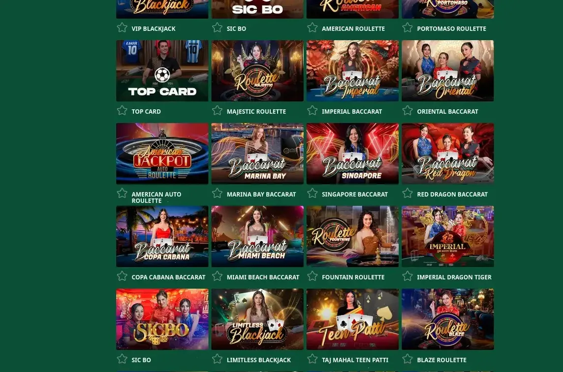Lanista Casino Live-Tische